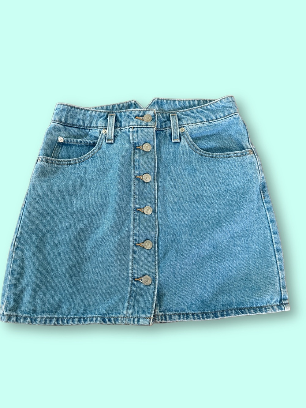 Levi's Light Blue Button-Front Mini Denim Skirt